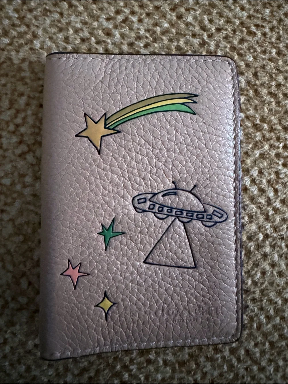 Coach Metallic Tan Pebbled Wallet with Star Motif
